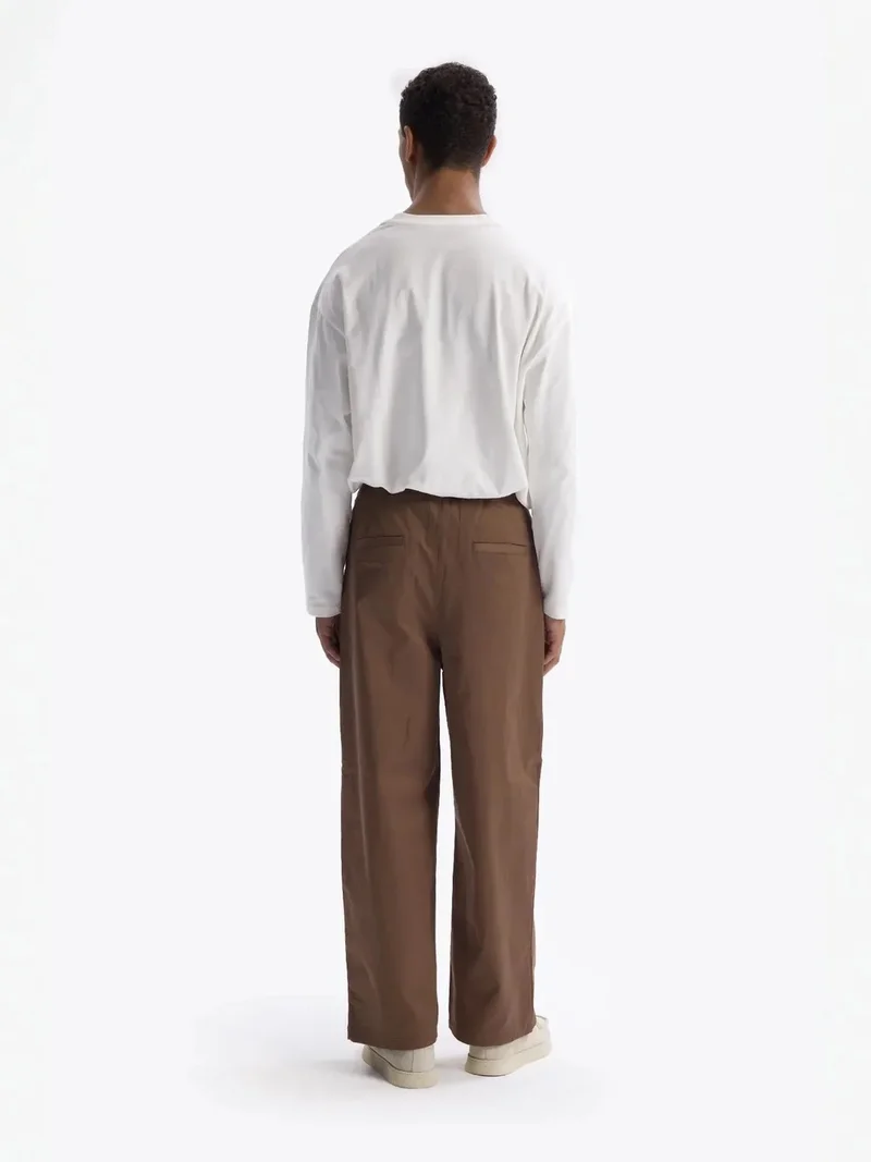 Giesto Coffee Brown GIESTO High Waist Wide Leg Pants with Belt for Men | Best Price UAE